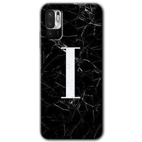 Poco M3 Pro Siyah Mermer Desenli İ Harfi Baskılı Uyumlu Silikon Kılıf