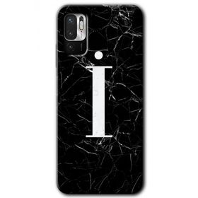 Poco M3 Pro Siyah Mermer Desenli İ Harfi Baskılı Uyumlu Silikon Kılıf