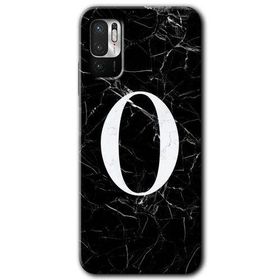 Poco M3 Pro Siyah Mermer Desenli O Harfi Baskılı Uyumlu Silikon Kılıf