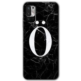 Poco M3 Pro Siyah Mermer Desenli O Harfi Baskılı Uyumlu Silikon Kılıf