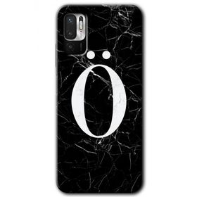 Poco M3 Pro Siyah Mermer Desenli O Harfi Baskılı Uyumlu Silikon Kılıf