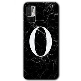 Poco M3 Pro Siyah Mermer Desenli O Harfi Baskılı Uyumlu Silikon Kılıf