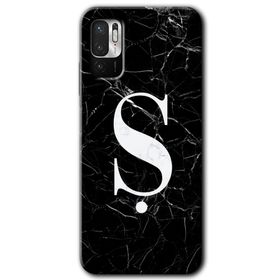 Poco M3 Pro Siyah Mermer Desenli Ş Harfi Baskılı Uyumlu Silikon Kılıf