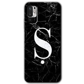 Poco M3 Pro Siyah Mermer Desenli Ş Harfi Baskılı Uyumlu Silikon Kılıf