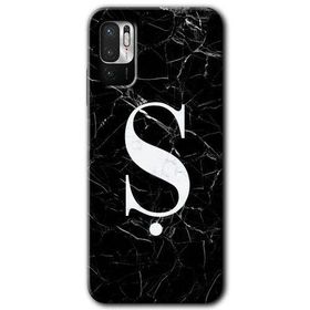 Poco M3 Pro Siyah Mermer Desenli Ş Harfi Baskılı Uyumlu Silikon Kılıf