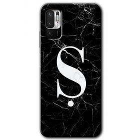 Poco M3 Pro Siyah Mermer Desenli Ş Harfi Baskılı Uyumlu Silikon Kılıf