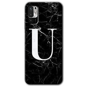 Poco M3 Pro Siyah Mermer Desenli Ü Harfi Baskılı Uyumlu Silikon Kılıf