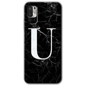 Poco M3 Pro Siyah Mermer Desenli Ü Harfi Baskılı Uyumlu Silikon Kılıf