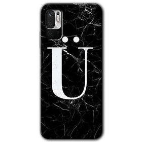 Poco M3 Pro Siyah Mermer Desenli Ü Harfi Baskılı Uyumlu Silikon Kılıf