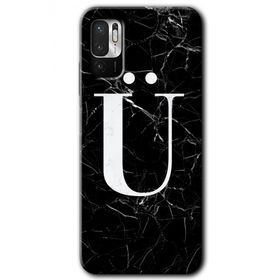 Poco M3 Pro Siyah Mermer Desenli Ü Harfi Baskılı Uyumlu Silikon Kılıf