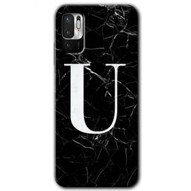 Poco M3 Pro Siyah Mermer Desenli Ü Harfi Baskılı Uyumlu Silikon Kılıf