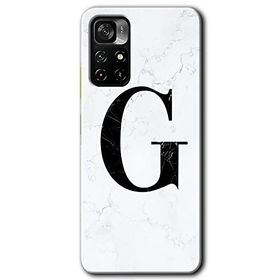Poco M4 Pro 5G Beyaz Mermer Desenli G Harfi Baskılı Uyumlu Silikon Kılıf