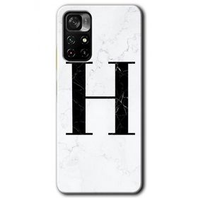 Poco M4 Pro 5G Beyaz Mermer Desenli H Harfi Baskılı Uyumlu Silikon Kılıf