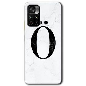 Poco M4 Pro 5G Beyaz Mermer Desenli M Harfi Baskılı Uyumlu Silikon Kılıf
