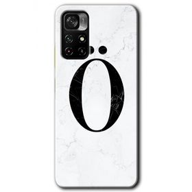 Poco M4 Pro 5G Beyaz Mermer Desenli Ö Harfi Baskılı Uyumlu Silikon Kılıf