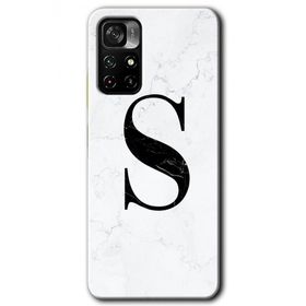 Poco M4 Pro 5G Beyaz Mermer Desenli S Harfi Baskılı Uyumlu Silikon Kılıf