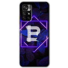 Poco M4 Pro 5G Dark Neon Yaprak B Harfi Baskılı Uyumlu Silikon Kılıf