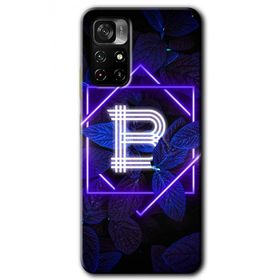 Poco M4 Pro 5G Dark Neon Yaprak B Harfi Baskılı Uyumlu Silikon Kılıf
