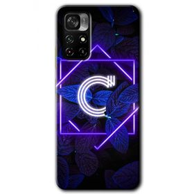 Poco M4 Pro 5G Dark Neon Yaprak C Harfi Baskılı Uyumlu Silikon Kılıf