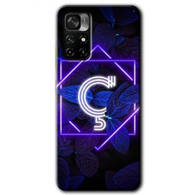 Poco M4 Pro 5G Dark Neon Yaprak C Harfi Baskılı Uyumlu Silikon Kılıf