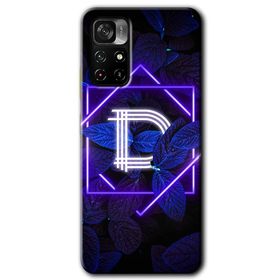 Poco M4 Pro 5G Dark Neon Yaprak D Harfi Baskılı Uyumlu Silikon Kılıf