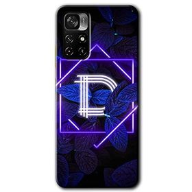 Poco M4 Pro 5G Dark Neon Yaprak D Harfi Baskılı Uyumlu Silikon Kılıf