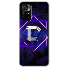 Poco M4 Pro 5G Dark Neon Yaprak D Harfi Baskılı Uyumlu Silikon Kılıf