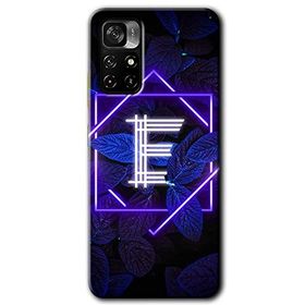Poco M4 Pro 5G Dark Neon Yaprak E Harfi Baskılı Uyumlu Silikon Kılıf