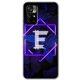 Poco M4 Pro 5G Dark Neon Yaprak E Harfi Baskılı Uyumlu Silikon Kılıf