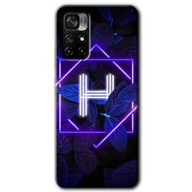 Poco M4 Pro 5G Dark Neon Yaprak H Harfi Baskılı Uyumlu Silikon Kılıf