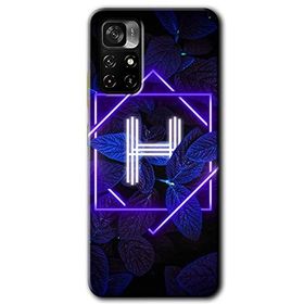Poco M4 Pro 5G Dark Neon Yaprak H Harfi Baskılı Uyumlu Silikon Kılıf