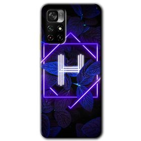 Poco M4 Pro 5G Dark Neon Yaprak H Harfi Baskılı Uyumlu Silikon Kılıf