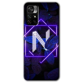 Poco M4 Pro 5G Dark Neon Yaprak H Harfi Baskılı Uyumlu Silikon Kılıf