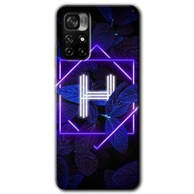 Poco M4 Pro 5G Dark Neon Yaprak H Harfi Baskılı Uyumlu Silikon Kılıf
