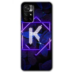Poco M4 Pro 5G Dark Neon Yaprak K Harfi Baskılı Uyumlu Silikon Kılıf