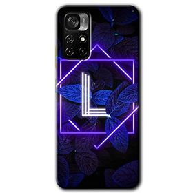 Poco M4 Pro 5G Dark Neon Yaprak L Harfi Baskılı Uyumlu Silikon Kılıf