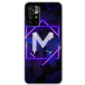 Poco M4 Pro 5G Dark Neon Yaprak M Harfi Baskılı Uyumlu Silikon Kılıf