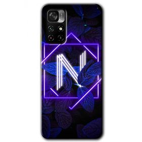 Poco M4 Pro 5G Dark Neon Yaprak N Harfi Baskılı Uyumlu Silikon Kılıf