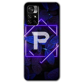 Poco M4 Pro 5G Dark Neon Yaprak P Harfi Baskılı Uyumlu Silikon Kılıf