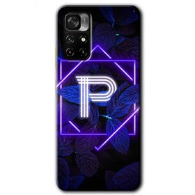 Poco M4 Pro 5G Dark Neon Yaprak P Harfi Baskılı Uyumlu Silikon Kılıf