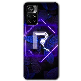 Poco M4 Pro 5G Dark Neon Yaprak R Harfi Baskılı Uyumlu Silikon Kılıf