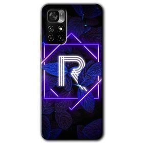 Poco M4 Pro 5G Dark Neon Yaprak R Harfi Baskılı Uyumlu Silikon Kılıf