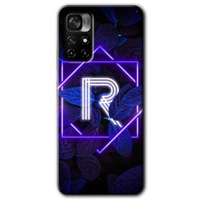 Poco M4 Pro 5G Dark Neon Yaprak R Harfi Baskılı Uyumlu Silikon Kılıf