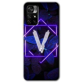 Poco M4 Pro 5G Dark Neon Yaprak V Harfi Baskılı Uyumlu Silikon Kılıf