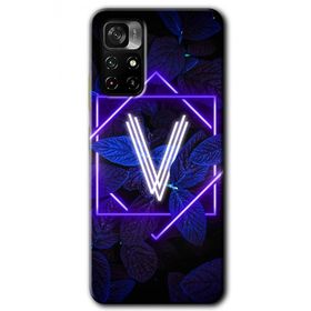 Poco M4 Pro 5G Dark Neon Yaprak V Harfi Baskılı Uyumlu Silikon Kılıf