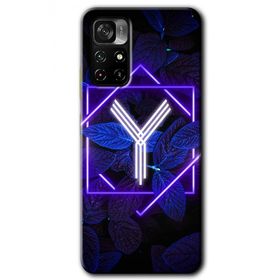 Poco M4 Pro 5G Dark Neon Yaprak Y Harfi Baskılı Uyumlu Silikon Kılıf