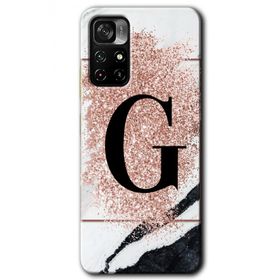 Poco M4 Pro 5G Pembe Mermer Desenli G Harfi Baskılı Uyumlu Silikon Kılıf