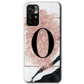 Poco M4 Pro 5G Pembe Mermer Desenli O Harfi Baskılı Uyumlu Silikon Kılıf