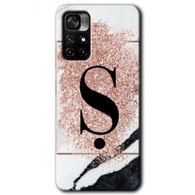 Poco M4 Pro 5G Pembe Mermer Desenli S Harfi Baskılı Uyumlu Silikon Kılıf