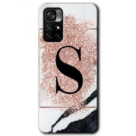 Poco M4 Pro 5G Pembe Mermer Desenli S Harfi Baskılı Uyumlu Silikon Kılıf